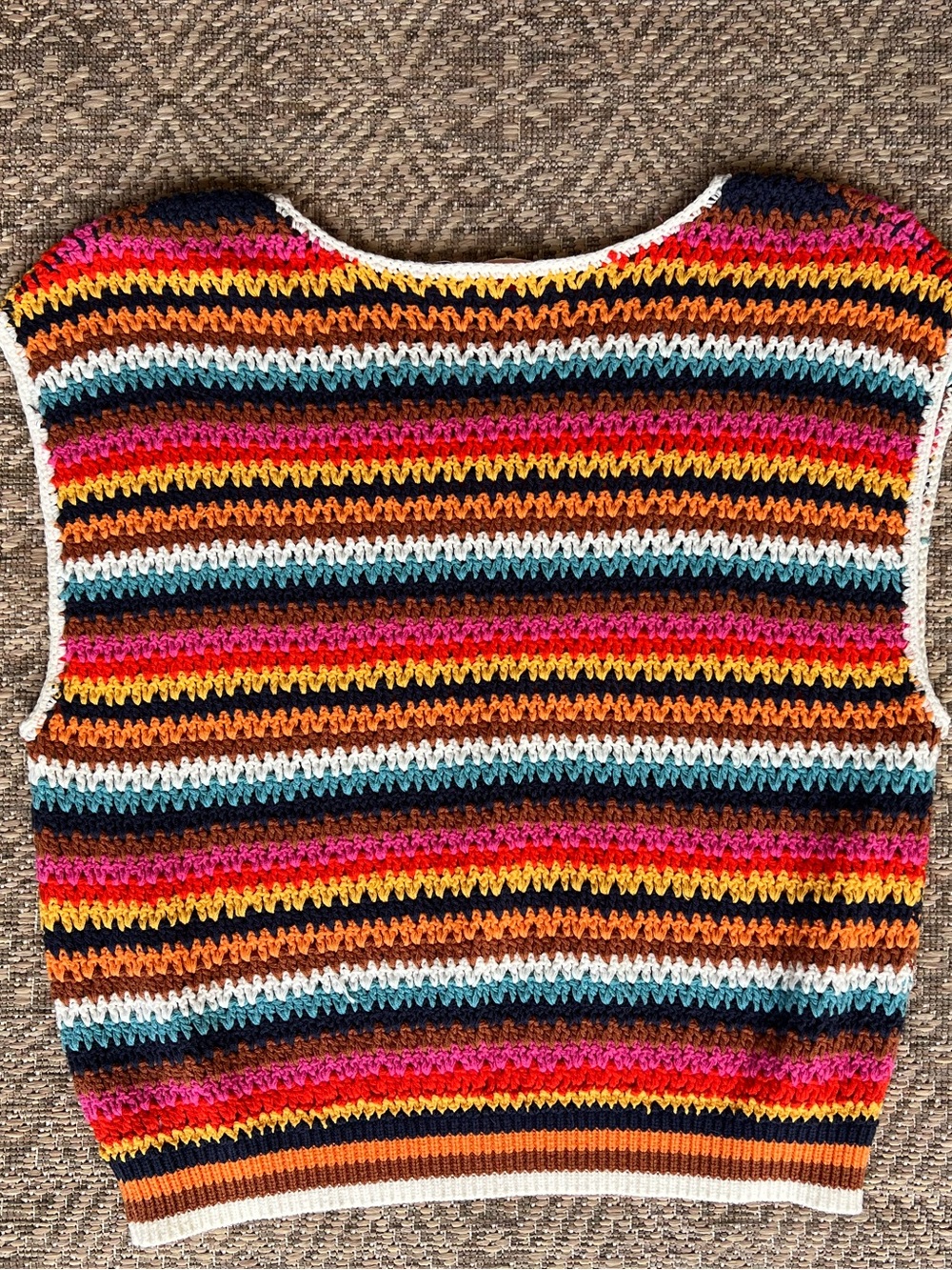 Marine Layer‎ Avery Stripe Crochet Top Size L Multicolor Cotton Blend Knit - Picture 12 of 12